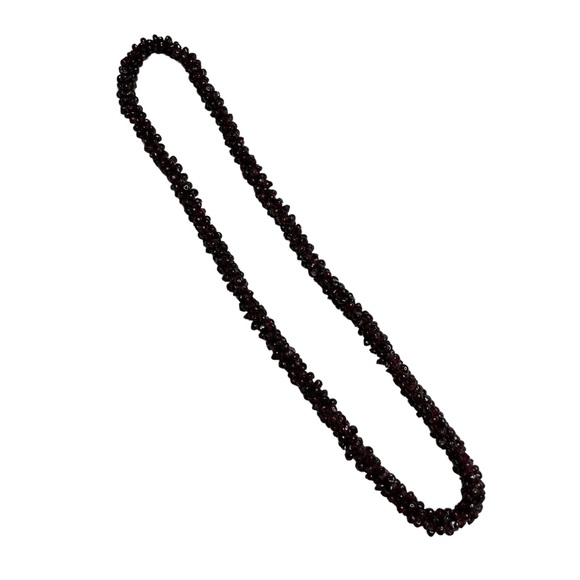 Natural Red Garnet Nugget Pebble Rope Necklace - Picture 3 of 6